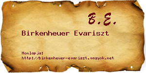 Birkenheuer Evariszt névjegykártya